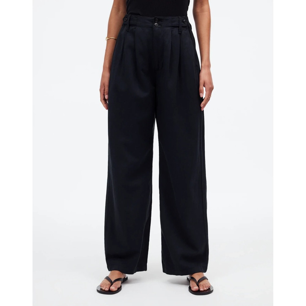 Madewell The Harlow Wide-Leg Trouser Pants in Black Women 00 NWOT‎ $118